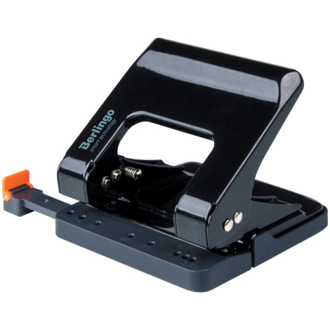 Дырокол Berlingo "Smart Technology" 25л., металл., энергосбер., с фиксатором, черный, с линейкой, 254417