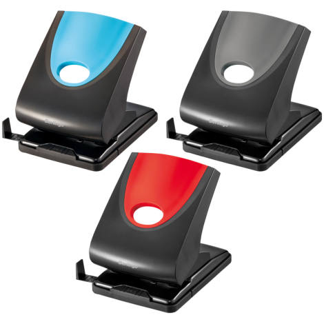 Дырокол Berlingo "Office Soft" 40л., пластиковый, с фиксатором, ассорти, с линейкой, 254420