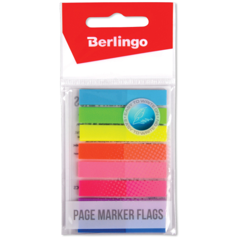 Флажки-закладки Berlingo 45*8мм, 20л*8 неоновых цветов, европодвес LSz_45080, 254407