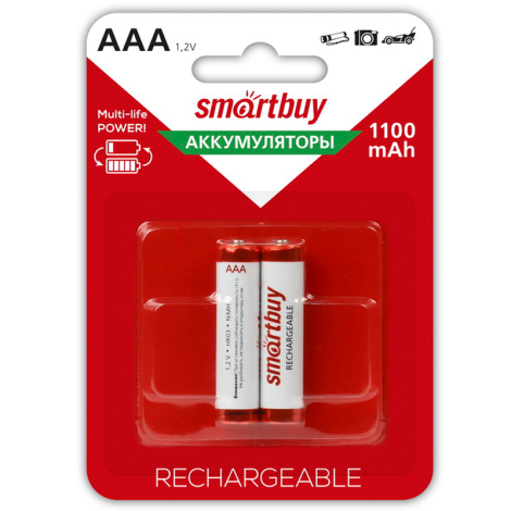 Аккумулятор Smartbuy 1100 mAh AAA/2BL NiMh 2шт/бл (SBBR-3A02BL1100)