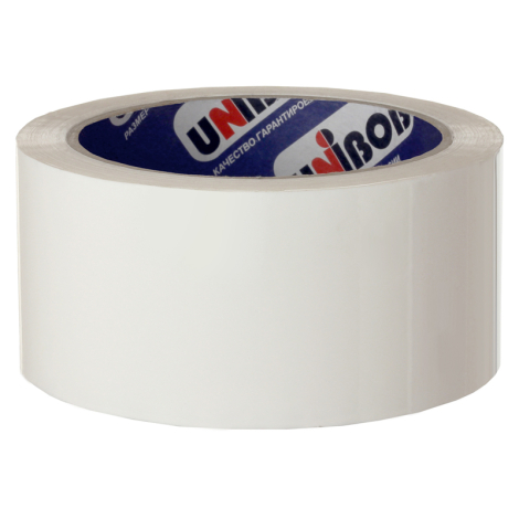 Клейкая лента упаковочная (скотч) Unibob, 48мм*66м, 45мкм, белая 271103