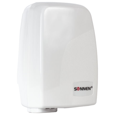 Сушилка для рук SONNEN HD-120, 1000 Вт, время сушки 30 секунд, пластиковый корпус, белый, 604190