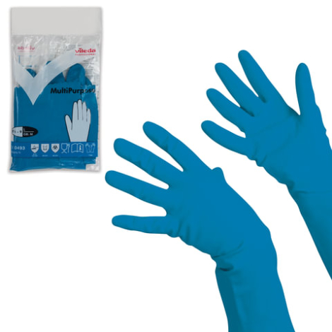 Перчатки хозяйственные резиновые VILEDA многоцелевые, с х/б напылением, прочные, размер L (большой), 100754 602152