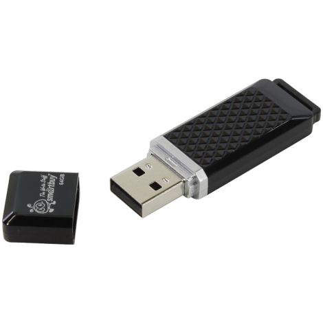 Память Smart Buy "Quartz" 64GB, USB 2.0 Flash Drive, черный 260250