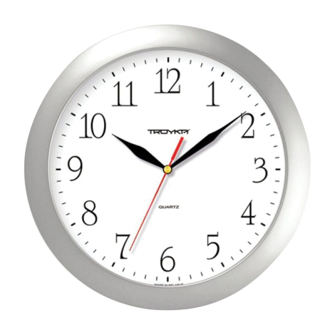 Часы настенные TROYKA 11170113, круг, серебристые, серебристая рамка, 29х29х3,5 см, 452267