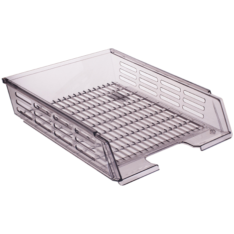 Лоток для бумаг горизонтальный Стамм, с пазами, тонированный серый ЛТ78 098057