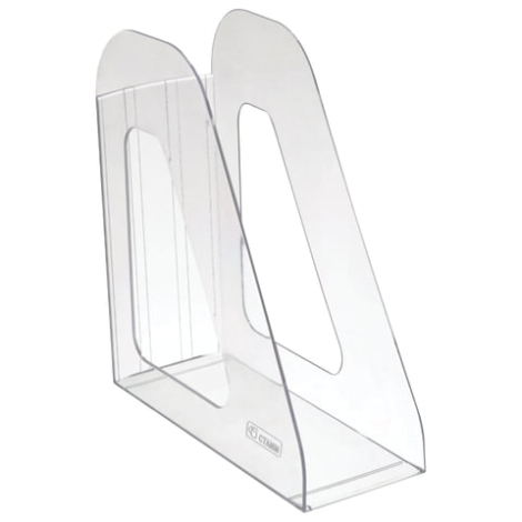 Лоток вертикальный для бумаг СТАММ "Фаворит" (235х240 мм), ширина 90 мм, прозрачный, ЛТ701 235794