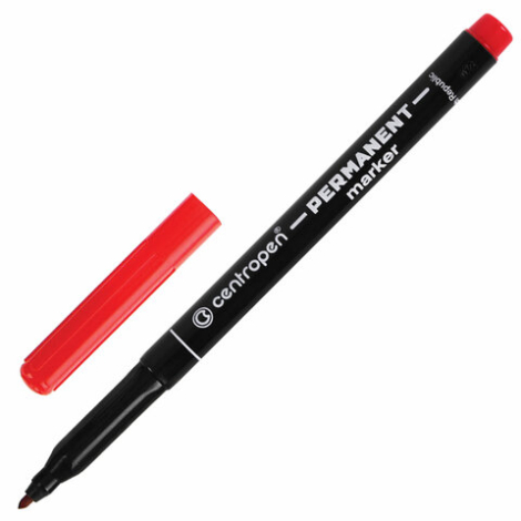 Маркер перманентный (нестираемый) CENTROPEN, КРАСНЫЙ, трехгранный, круглый наконечник, 1 мм, 2536/1К 151122