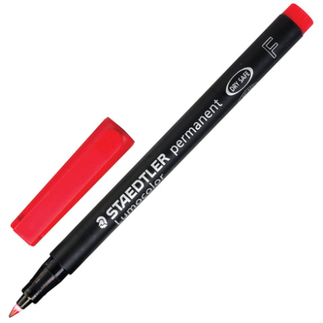 Маркер перманентный (нестираемый) STAEDTLER (Германия) "Lumocolor", КРАСНЫЙ, скошенный наконечник, 0,6 мм, 318-2, 150746