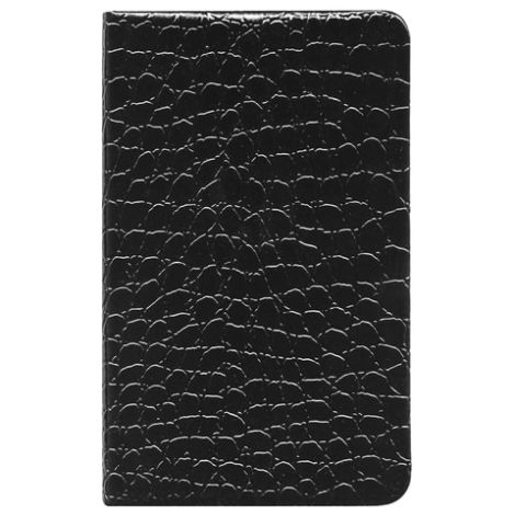 Блокнот МАЛЫЙ ФОРМАТ (95х145 мм) А7+, BRAUBERG "Party", 64 л., "лакированный крокодил", линия, черный, 128050