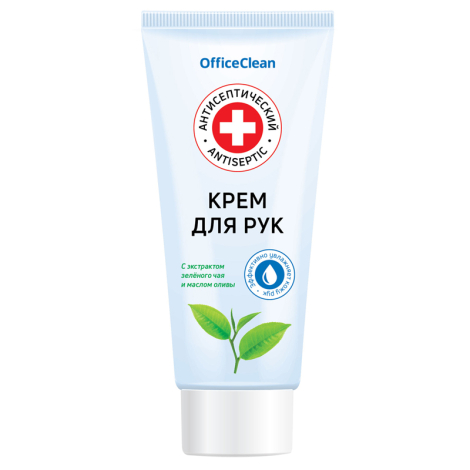 Крем для рук OfficeClean "Антисептический" с экстрактом зеленого чая и маслом оливы, туба 75мл