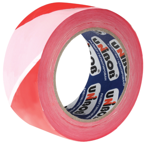 Лента сигнальная Unibob, 70мм*150м, красно-белая, ИУ 265922