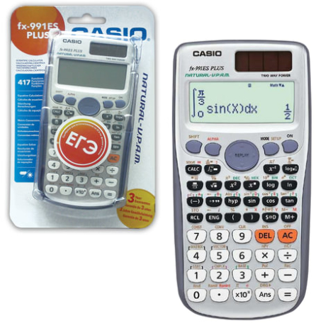 Калькулятор инженерный CASIO FX-991ES PLUS-2SETD (162х77 мм), 417 функций, двойное питание, сертифицирован для ЕГЭ, 214814/250395