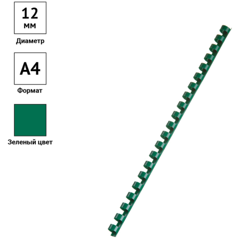 Пружины пластик D=12мм OfficeSpace, зеленый, 100шт. PC8840  292187