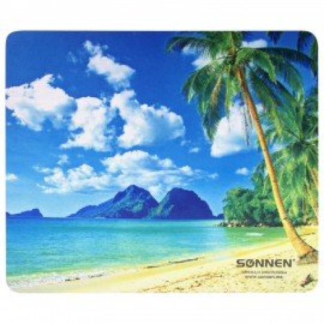 Коврик для мыши SONNEN BEACH, резина + ткань, 260х220х3 мм, 513294
