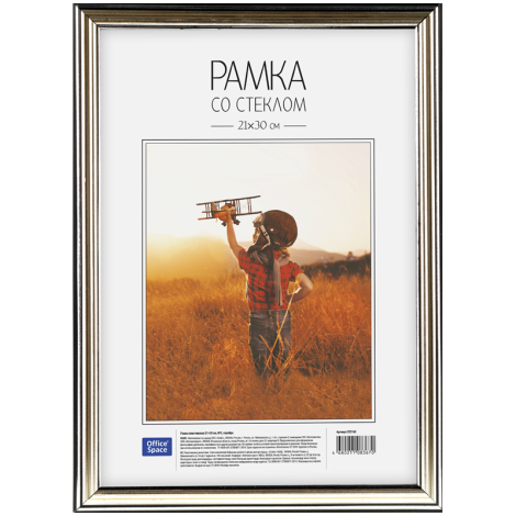 Рамка пластиковая 21*30см, OfficeSpace, №2, серебро 222160