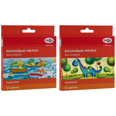 Мелки восковые Гамма "Мультики", 12цв., круглые 305856