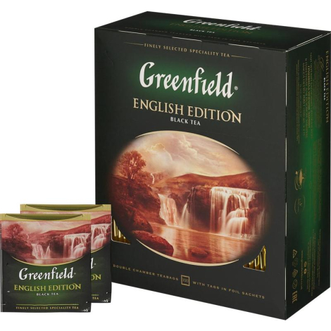 Чай GREENFIELD "English Edition", черный , 100 пакетиков в конвертах по 2г 871021/621968