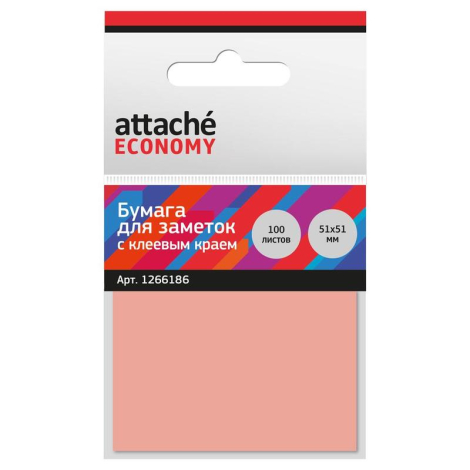 Стикеры Attache Economy 51x51 мм неоновый розовый (1 блок, 100 листов), 1266186