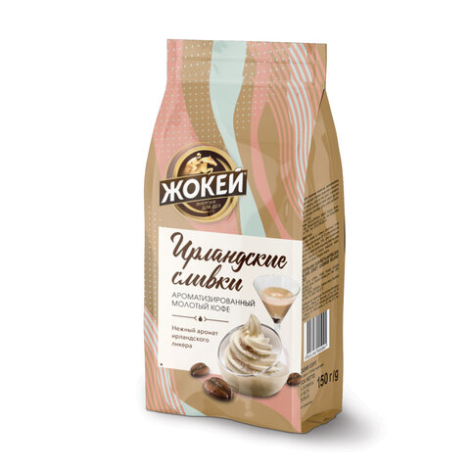 Кофе молотый ЖОКЕЙ "Ирландские сливки", натуральный, 150 г, вакуумная упаковка, 0509-20, 621130