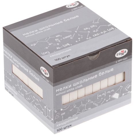 Мелки школьные Гамма, белые, 100шт., мягкие, квадратные, картонная коробка 292219