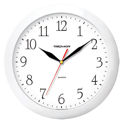 Часы настенные ход плавный, Troyka 11110113, круглые, 29*29*3,5, белая рамка 290821