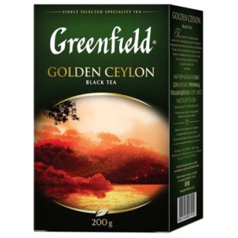 Чай GREENFIELD (Гринфилд) "Golden Ceylon", черный, листовой, 200 г, картонная коробка, 0791-10