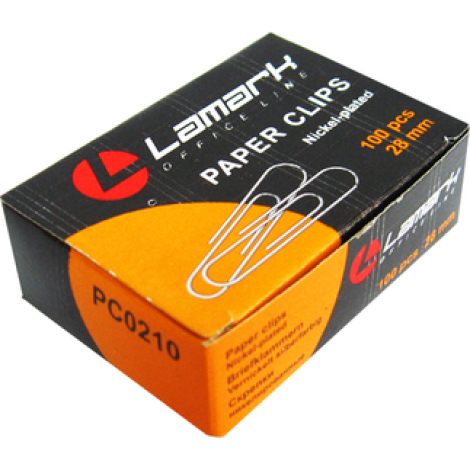 Скрепки никелированные 28 мм/100 шт. круглые Lamark PC0210