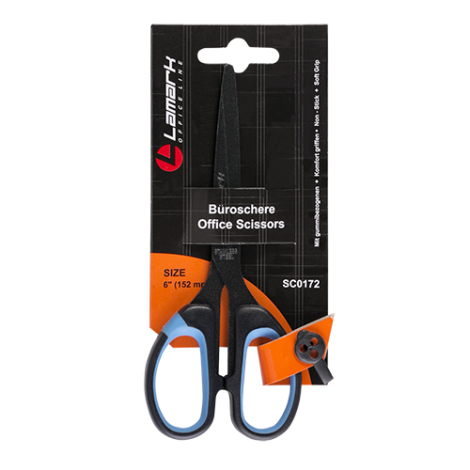 Ножницы 15,9 см с покрытием non-stick лезвий, пластиковые ручки с мягкими вставками, LAMARK SC0172