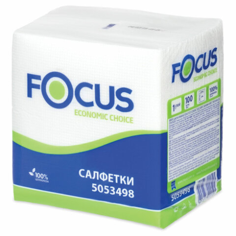 Салфетки Focus Economic, 24х20, 100шт., 1 сл.,белые