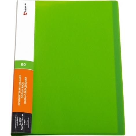 Папка с 60 вкладышами LAMARK 0,60мм жесткая неон зеленая DB0036-IMGN