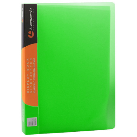 Папка с 80 вкладышами LAMARK 0,80мм жесткая неон зеленая DB0340-IMGN