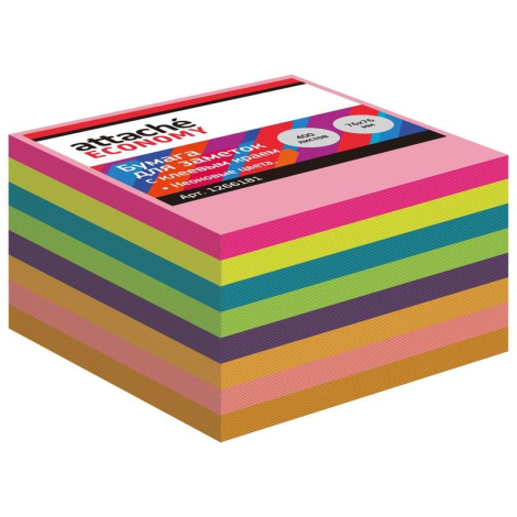 Стикеры Attache Economy 76х76 мм неоновые 8 цветов (1 блок, 400 листов) 1266181