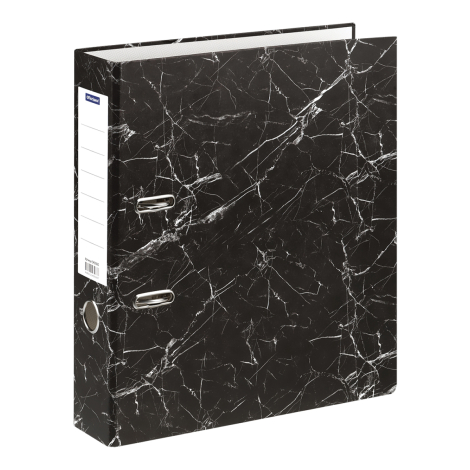 Папка-регистратор OfficeSpace 75мм, мрамор, черная, бюджет, 340060