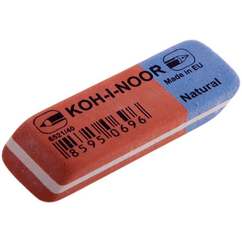 Ластик Koh-I-Noor "Blue Star" 40, скошенный, комбинированный, натуральный каучук, 57*19,5*8мм 001451