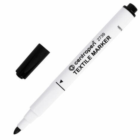 Маркер для ткани ЧЕРНЫЙ CENTROPEN "Textile Marker", круглый наконечник, 1,8 мм, 2739, 5 2739 9212  151102