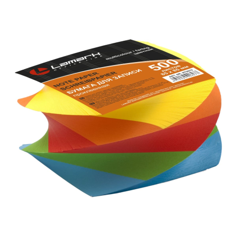 Блок для записей проклеенный, спираль  85*85мм 5цв 500л интенсив NT0079  LAMARK79