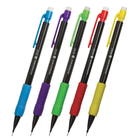 Карандаш механический 0,5 мм,  " MP-422, ластик, резиновый грип, корпус черный, детали ассорти, 181422