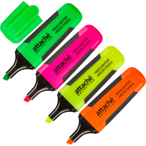 Набор текстовыделителей Attache Selection Neon Dash (толщина линии 1-5 мм, 4 цвета), 1591144
