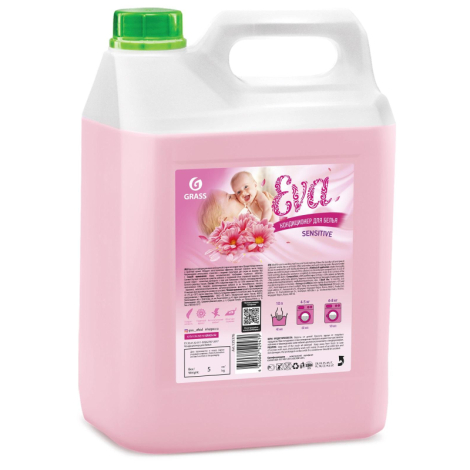 Кондиционер-ополаскиватель для белья 5 л GRASS "EVA" sensitive, концентрированный, 125376, 608128
