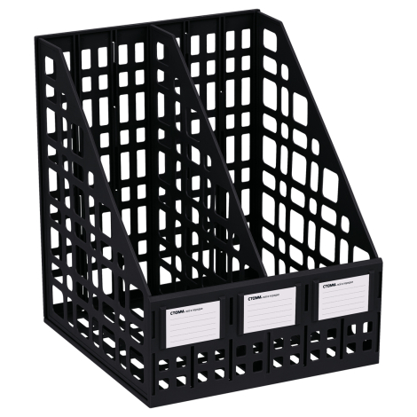 Лоток для бумаг вертикальный СТАММ, сборный, 2 отделения, черный, ЛТВ-01481/ЛТ816, 193219