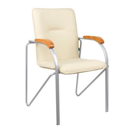 Стул Helmi HL-F03 "Самба", каркас металл алюм., экокожа, бежевый, бук BOX2 344614