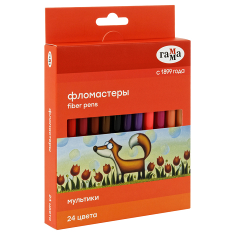 Фломастеры Гамма "Мультики", 24цв., смываемые, картон. упаковка, европодвес 286578/361798