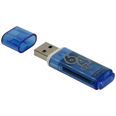 Память Smart Buy "Glossy" 64GB, USB 2.0 Flash Drive, голубой, SB64GBGS-B, 230859