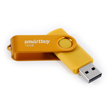 Память Smart Buy "Twist" 16GB, USB 2.0 Flash Drive, желтый, SB016GB2TWY, 365505