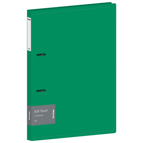 Папка на 2 кольцах Berlingo "Soft Touch", 24мм, 700мкм, зеленая, D-кольца, с внутр. карманом, RB4_2D983, 338216