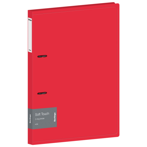 Папка на 2 кольцах Berlingo "Soft Touch", 24мм, 700мкм, красная, D-кольца, с внутр. карманом, RB4_2D982, 338215