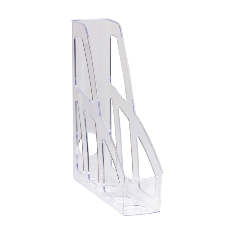 Лоток для бумаг вертикальный СТАММ "Лидер", прозрачный, ширина 75мм, ЛТВ-30454, 351527