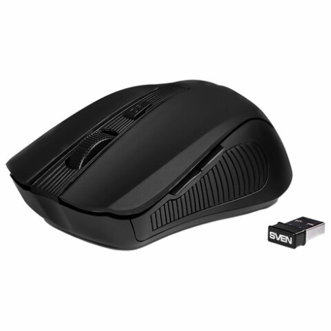 Мышь беспроводная SVEN RX-350W, 5 кнопок + 1 колесо-кнопка, оптическая, черная, SV-0195, SV-019570, 513830