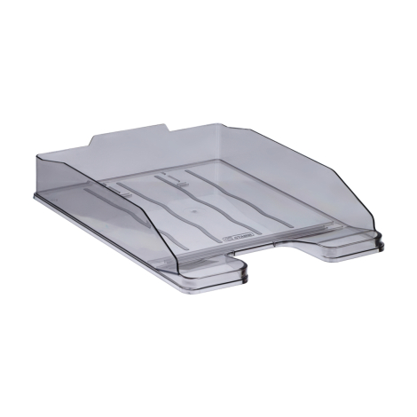 Лоток для бумаг горизонтальный СТАММ "Эксперт", тонированный серый, ЛТГ-30569, 351667